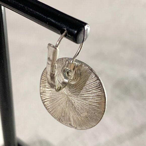 Sparkling Red Brown Goldstone Dangle Earrings Silver Tone Teardrop Lever Back - Picture 4 of 5